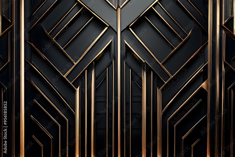 Obraz premium 3D Abstract black and golden background