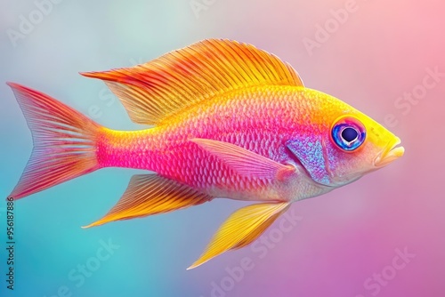 Anthias fish isolated on splashcolors background