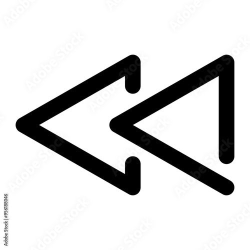 rewind, back, control player, media, multimedia outline icon