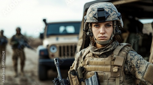 Female Soldier Combat Ready.