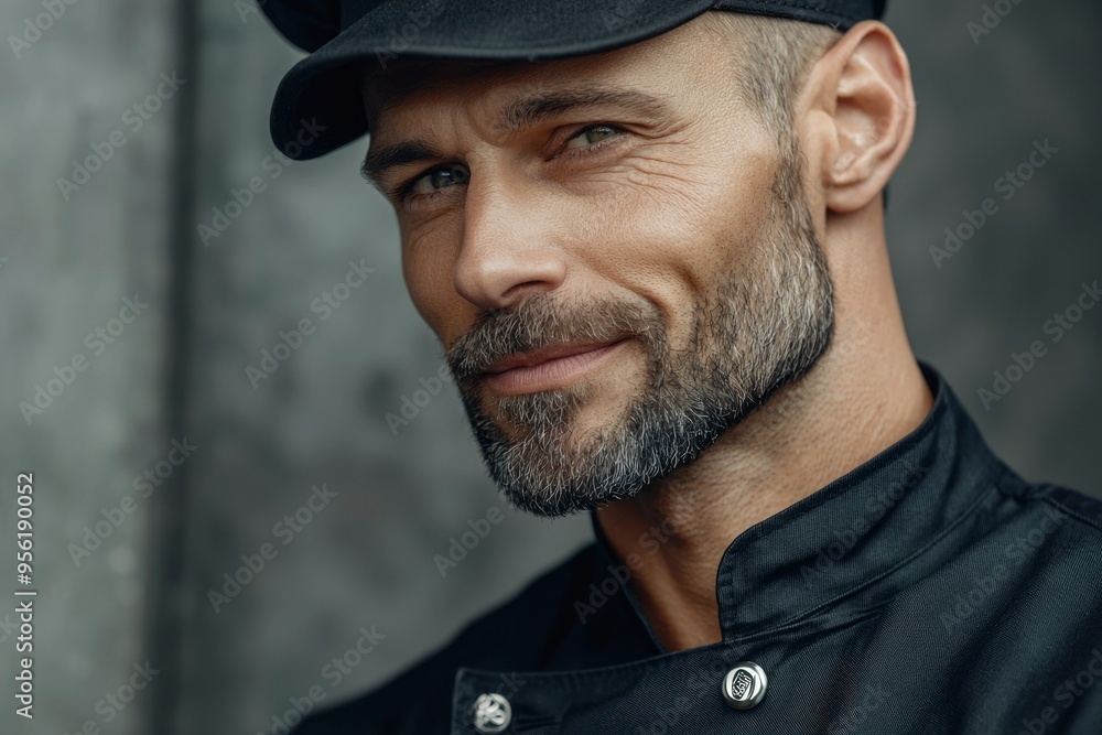 Close-up Portrait of a Man with a Black Cap and Beard Close-up Portrait of a Man with a Black Cap and Beard