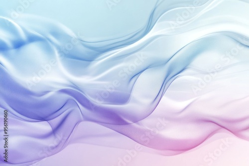 Abstract waves of pastel colors flowing gracefully. Liquid curves. Blue and purple flow with wavy gradient background.