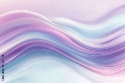 Abstract waves of pastel colors flowing gracefully. Liquid curves. Blue and purple flow with wavy gradient background.
