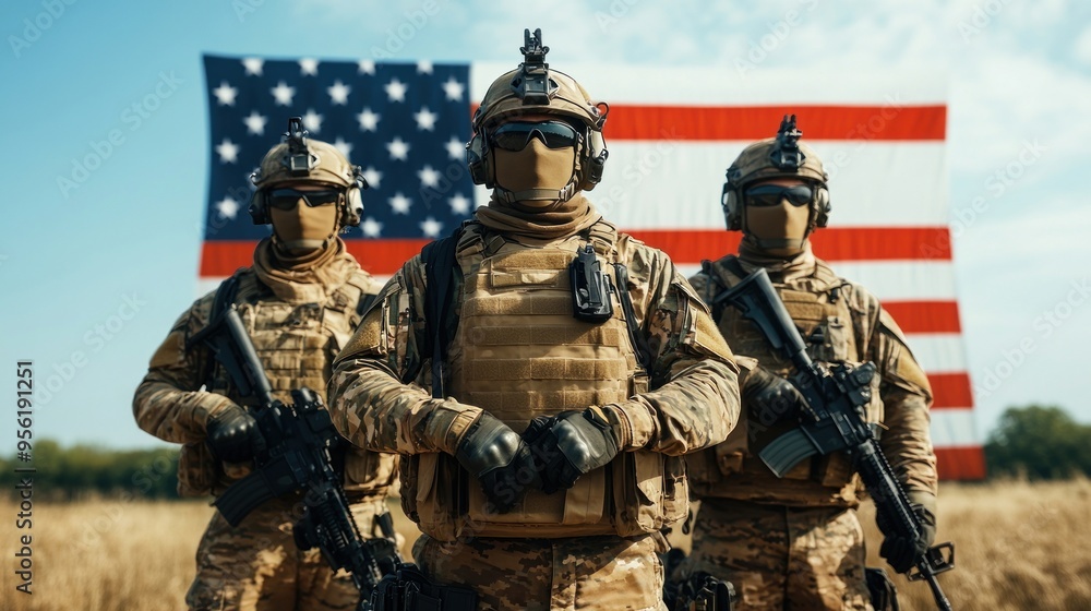 Soldiers US Flag. Soldiers US Flag.
