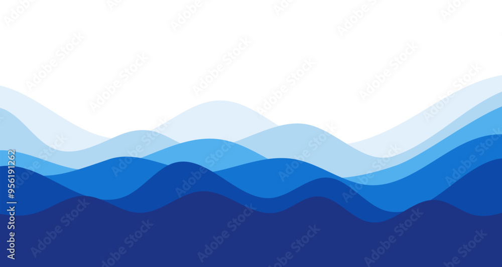 Sea waves. Blue river ocean wave layer vector background illustration Sea waves. Blue river ocean wave layer vector background illustration