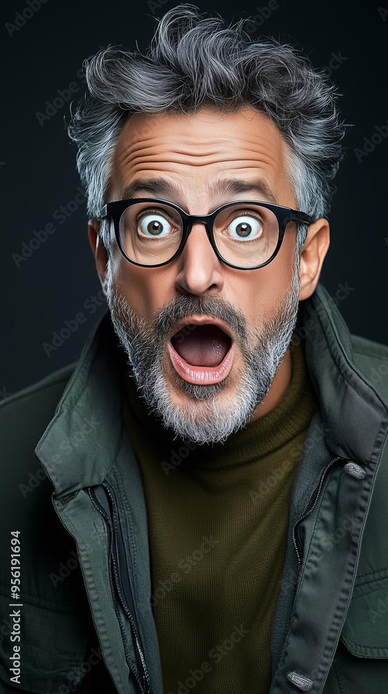 Closeup portrait of an amazed man with a surprised expression on his face Closeup portrait of an amazed man with a surprised expression on his face