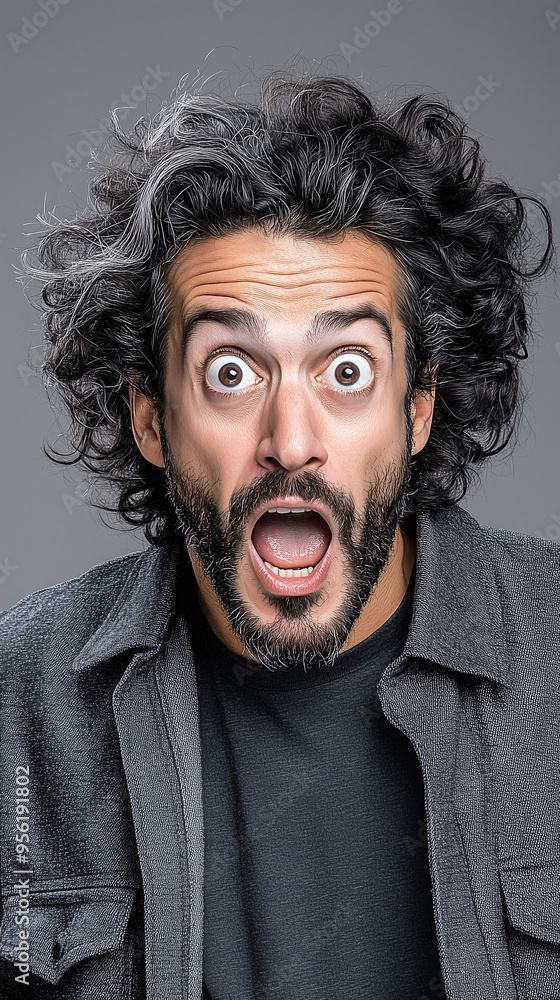 Closeup portrait of an amazed man with a surprised expression on his face Closeup portrait of an amazed man with a surprised expression on his face