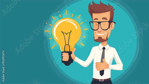 Smart Businessman Presenting Innovative Lightbulb with Cogs and Gears, Inventing New Technology