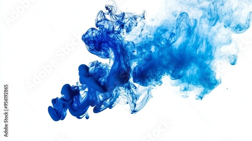 Ink swirling in water, isolated on a white background.