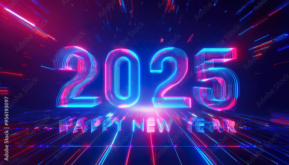 2025 happy new year Digital Technology background 3d rendering 2025 happy new year Digital Technology background 3d rendering