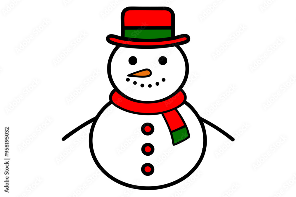 Snowman vector line art illustration Snowman vector line art illustration