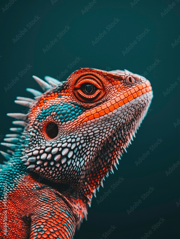 Obraz premium Close-up of a Colorful Lizard with Spiky Skin