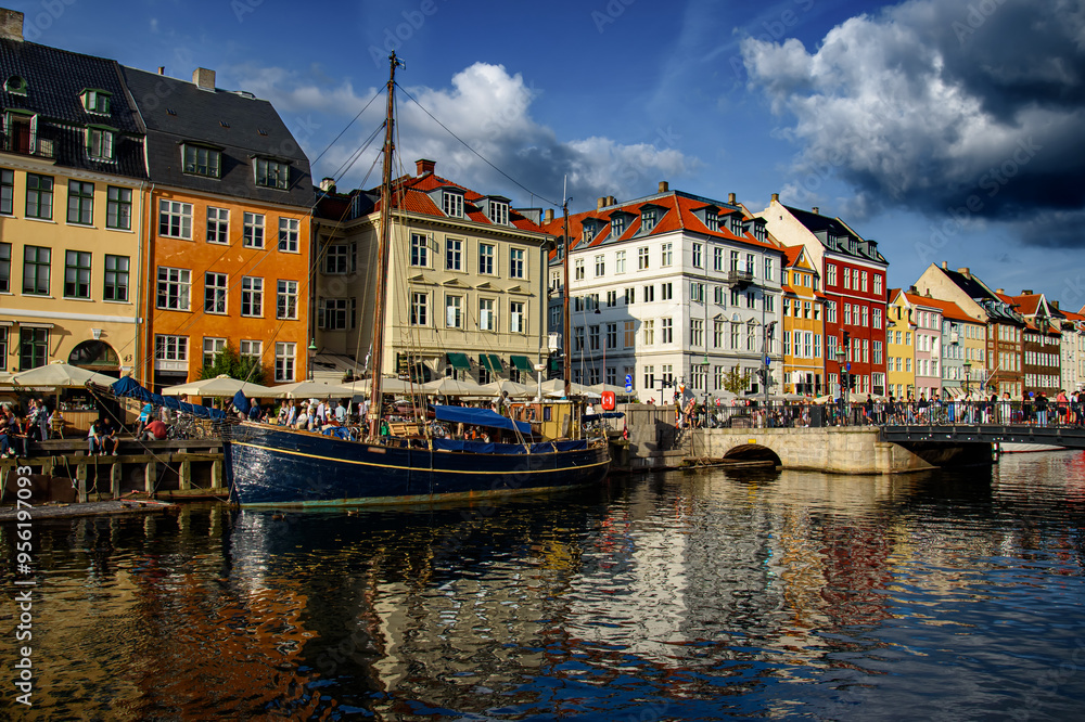Canal in Nyhavn Harbour. Copenhagen, Denmark Canal in Nyhavn Harbour. Copenhagen, Denmark