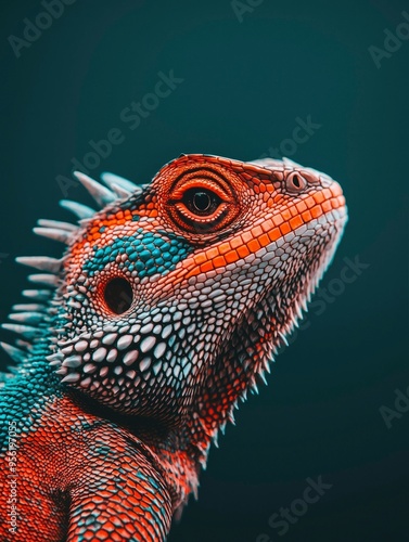 Close-up of a Colorful Lizard with Spiky Skin