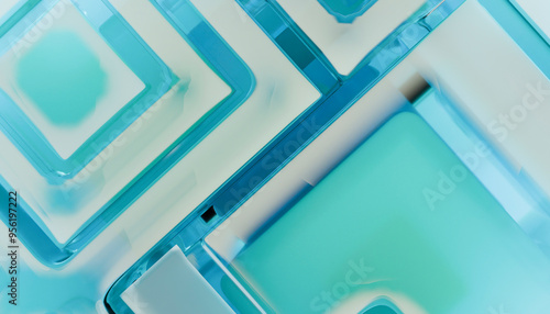 Cube shape with lines connecting in block