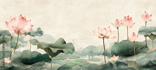 Fototapeta Naklejka Na Ścianę i Meble -  Elegant Lotus Pond