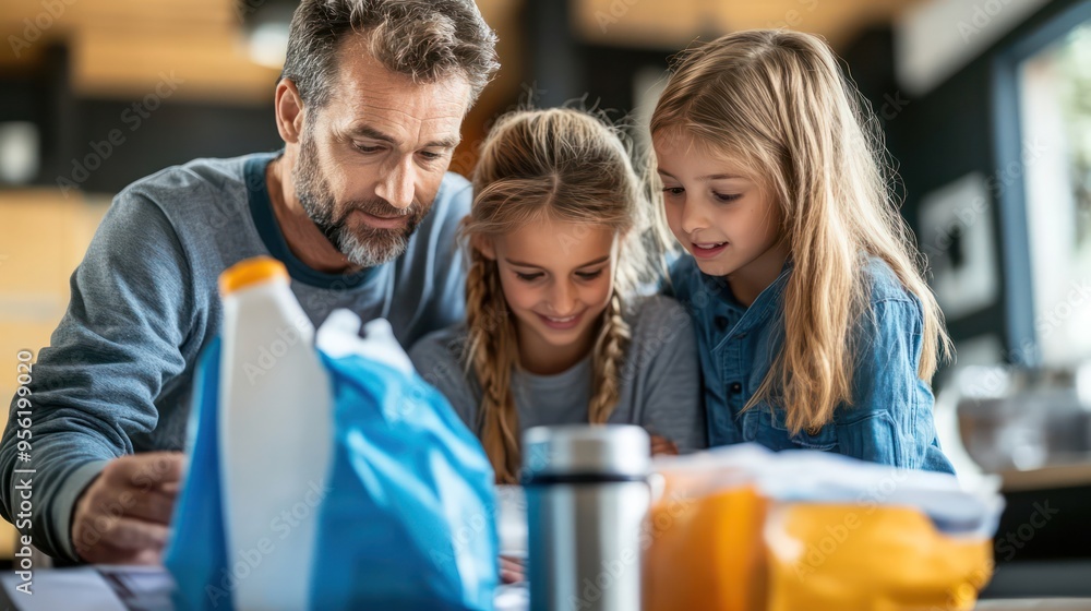 A family practicing emergency drills, with their emergency kit prominently displayed, emphasizing preparedness and readiness. A family practicing emergency drills, with their emergency kit prominently displayed, emphasizing preparedness and readiness.