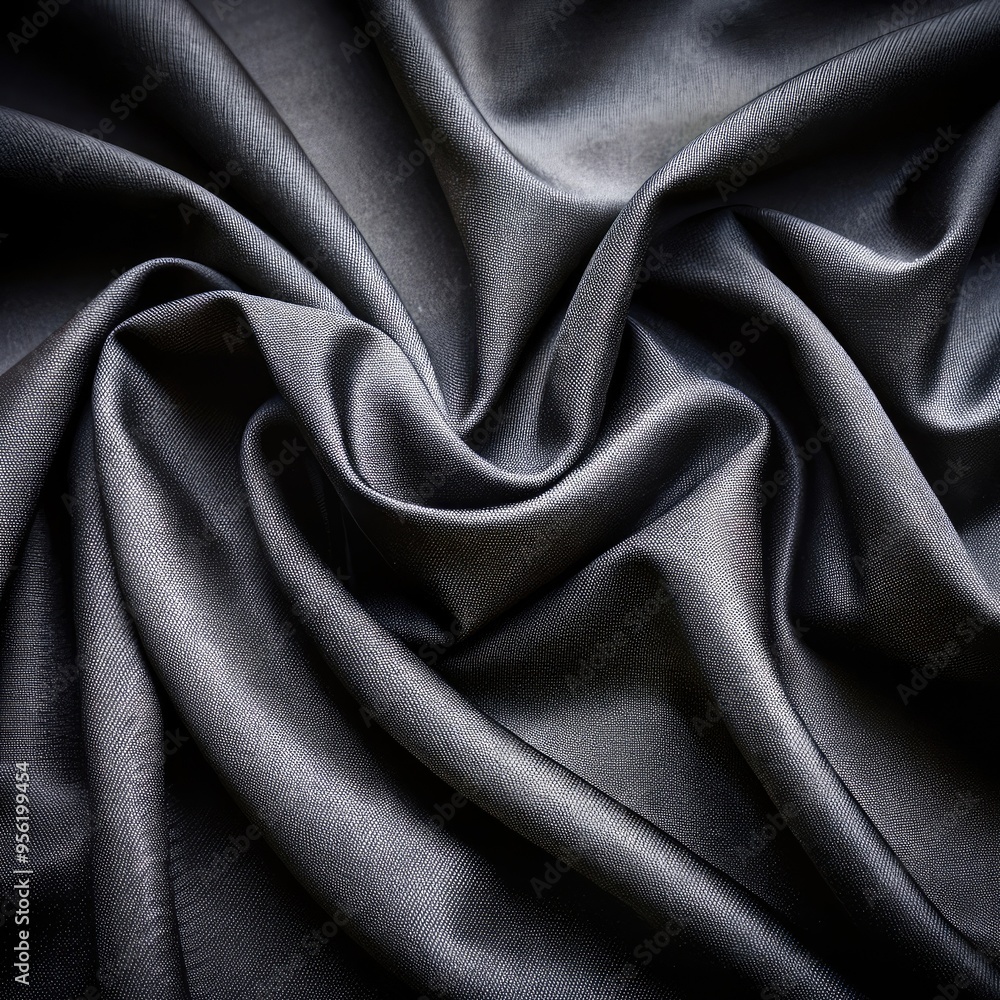 Fototapeta premium Black silk or satin luxury fabric texture