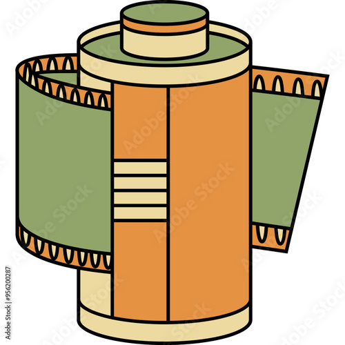 Film Roll in Retro Illustration