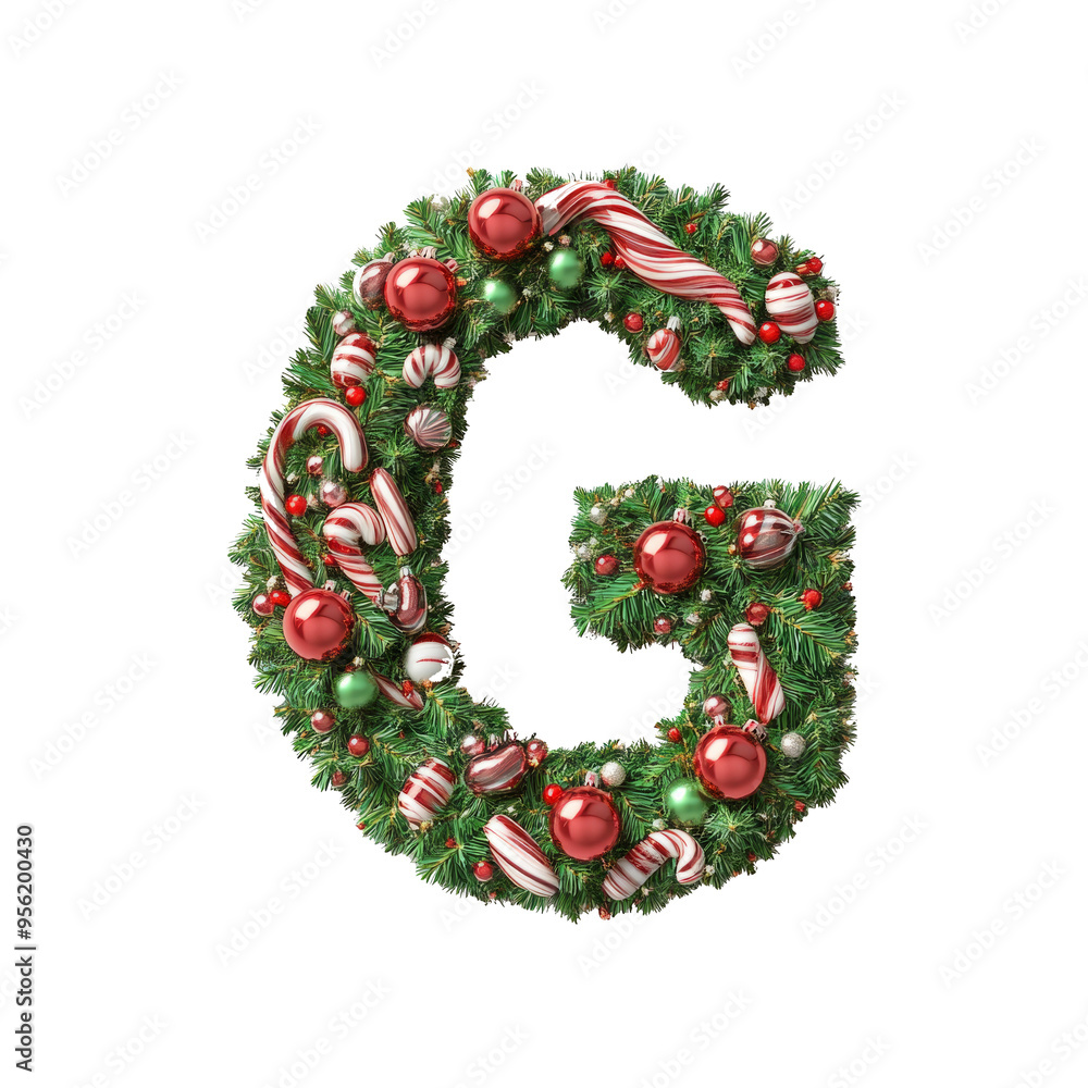 Christmas Alphabet letter G made of tree decorations Christmas Alphabet letter G made of tree decorations