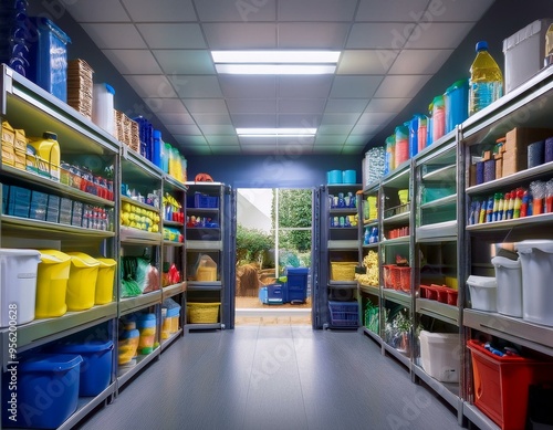 shopping in supermarket,Commercial janitorial closet with shelves full of general store supplies,supermarket, store, shop, shelf, shopping, warehouse, retail, market, food, woman, business, grocery, 