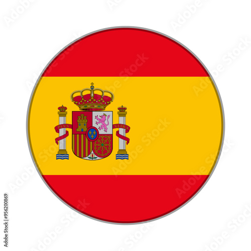 Wallpaper Mural The flag of Spain . Flag icon. Standard color. Round flag. Computer illustration. Digital illustration. Vector illustration. Torontodigital.ca