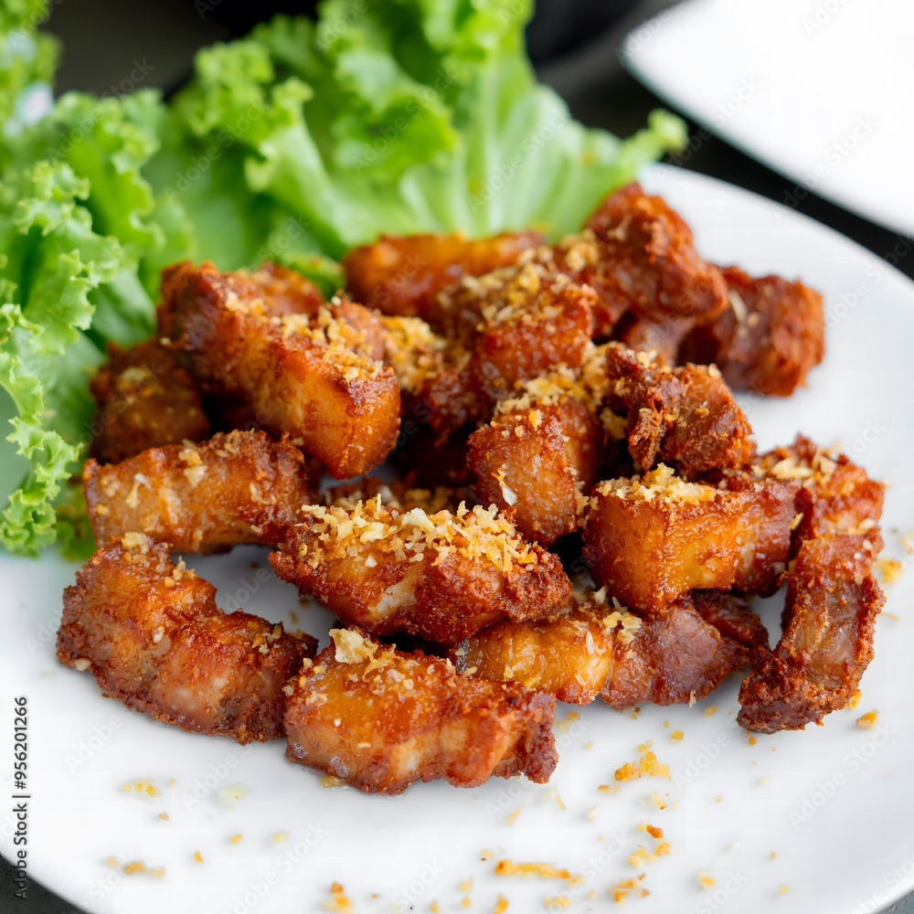 Fried Pork Belly with Fish Sauce, Thai food. Fried Pork Belly with Fish Sauce, Thai food.