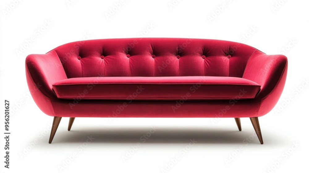 Chic modern italian sofa with pillow and angular wooden legs isolated on white background. suitable for product photo Chic modern italian sofa with pillow and angular wooden legs isolated on white background. suitable for product photo