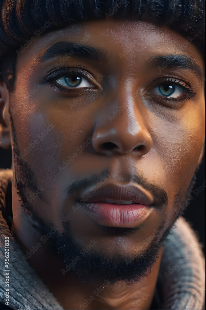 Close-up portrait of handsome african american man looking at camera Close-up portrait of handsome african american man looking at camera