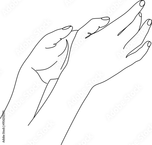 Vector illustration of hand massage, hand care concept, relaxing procedure for masseur, beautiful hands during massage for spa treatments advertising. 