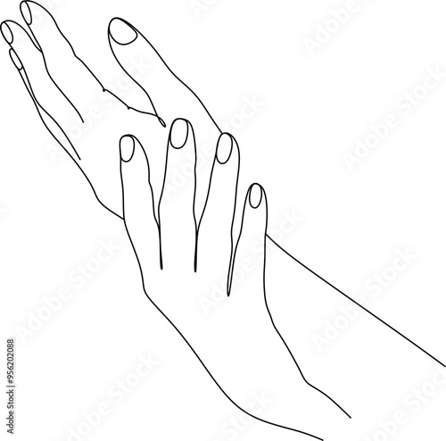 Vector illustration of hand massage, hand care concept, relaxing procedure for masseur, beautiful hands during massage for spa treatments advertising. 