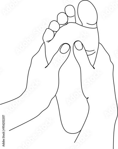 Vector illustration of foot massage, foot care concept, relaxing procedure for masseur, beautiful feet during massage for spa treatments advertising