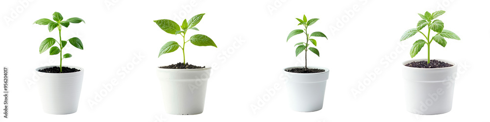 The young plant is isolated on a white background, with a clipping path and a full depth of field The young plant is isolated on a white background, with a clipping path and a full depth of field