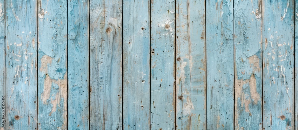 Fototapeta premium Vintage light blue wood with a weathered appearance provides a beautiful backdrop with a wooden texture ideal for a copy space image