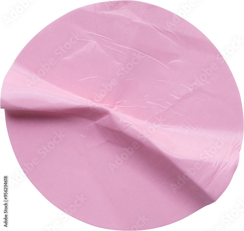 Cuadro en lienzo Blank pink round adhesive paper sticker label isolated on white background