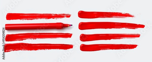 Wallpaper Mural Set of vibrant red marker paint strokes with transparent background, perfect for design projects. Torontodigital.ca
