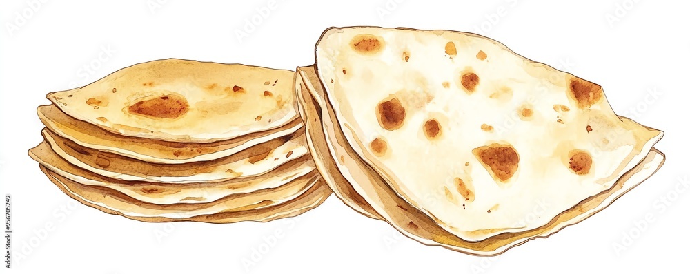 A clipart style watercolor illustration of a Tacos Soft or crispy tacos filled with meat, cheese, and veggies A clipart style watercolor illustration of a Tacos Soft or crispy tacos filled with meat, cheese, and veggies