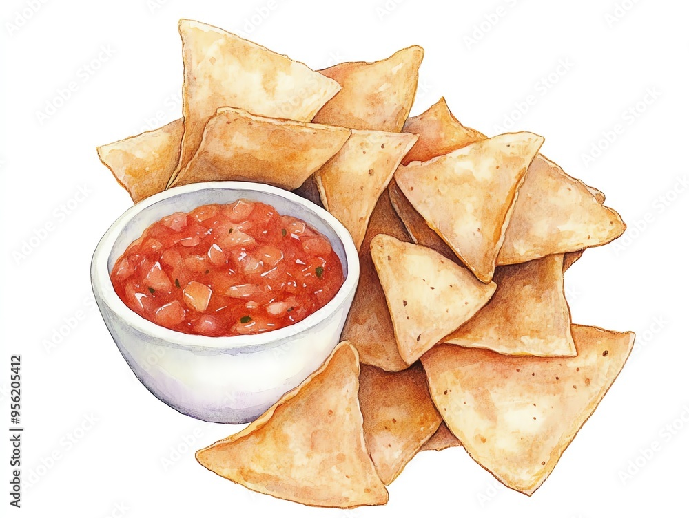 A clipart style watercolor illustration of a Tacos Soft or crispy tacos filled with meat, cheese, and veggies A clipart style watercolor illustration of a Tacos Soft or crispy tacos filled with meat, cheese, and veggies