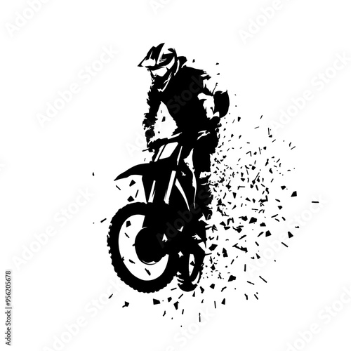 Motocross, isolated vector illustration, dispersion effect