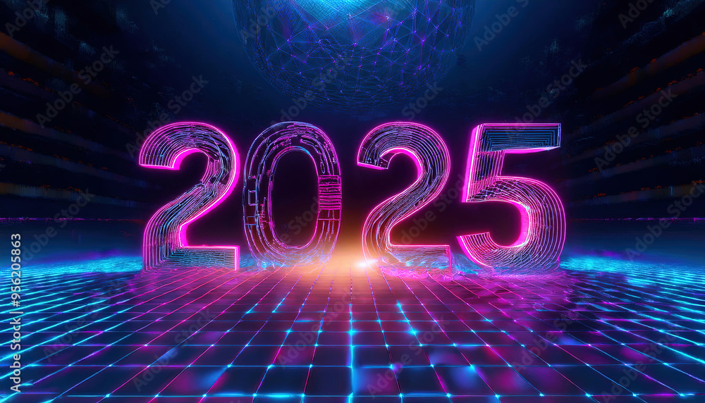 2025 happy new year Digital Technology background 3d rendering 2025 happy new year Digital Technology background 3d rendering
