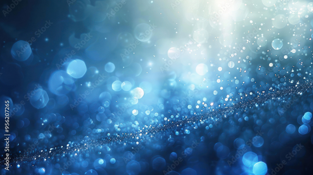 A mesmerizing blue background with shimmering bokeh effects and sparkling droplets creates tranquil atmosphere. A mesmerizing blue background with shimmering bokeh effects and sparkling droplets creates tranquil atmosphere.