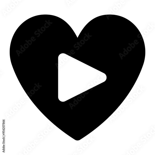 favorite, love, video, media, multimedia solid or glyph icon