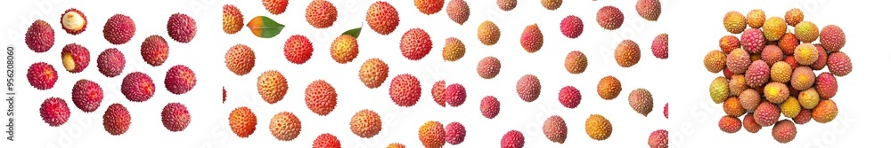 Lychee falling from the sky, isolated on white background, selective focus Lychee falling from the sky, isolated on white background, selective focus