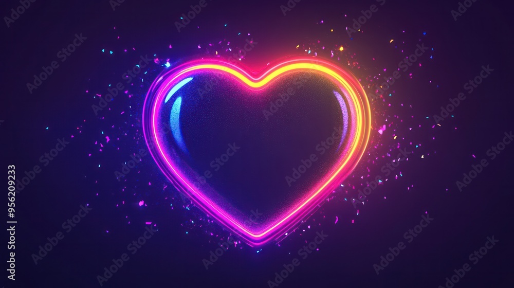 Design Template of Neon Illuminating Heart Design Template of Neon Illuminating Heart