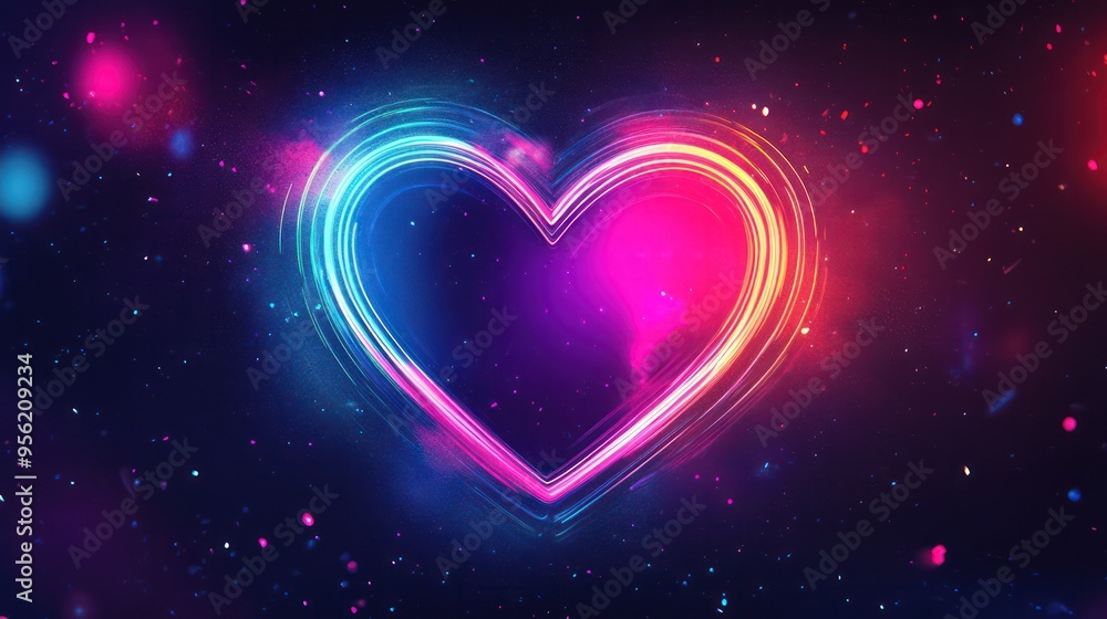 Design Template of Neon Illuminating Heart Design Template of Neon Illuminating Heart