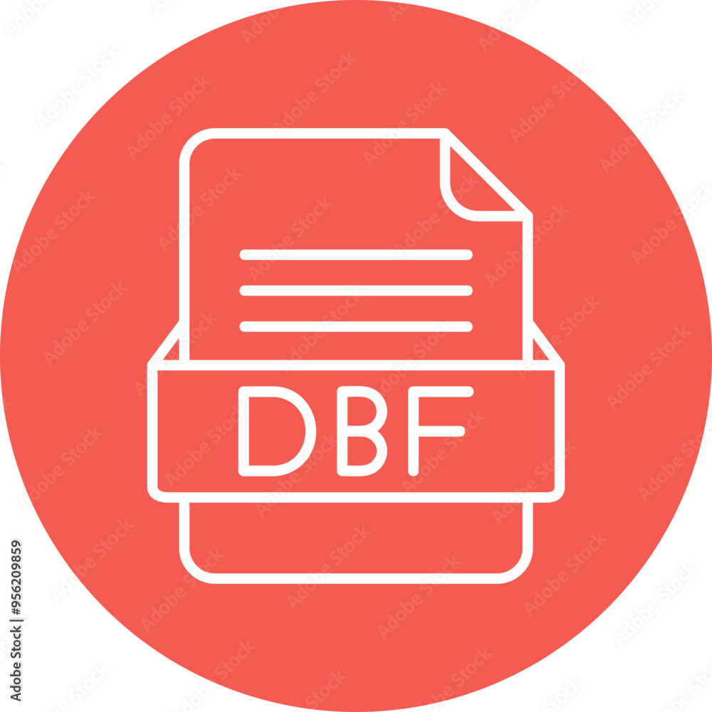 DBF File Format Vector Icon Design DBF File Format Vector Icon Design