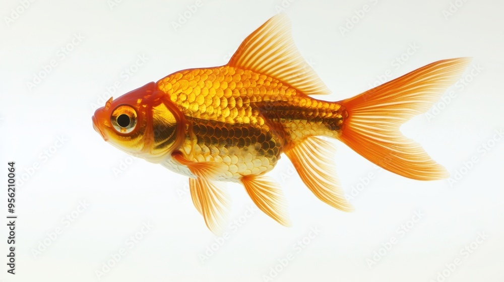 Stunning goldfish isolated on white background captured in studio setting Stunning goldfish isolated on white background captured in studio setting
