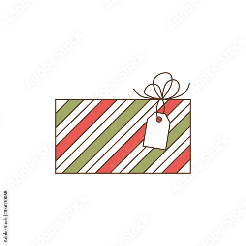 Festive gift box with bow. Christmas and New Year's gift, a surprise for the birthday. Illustration in a minimalistic design