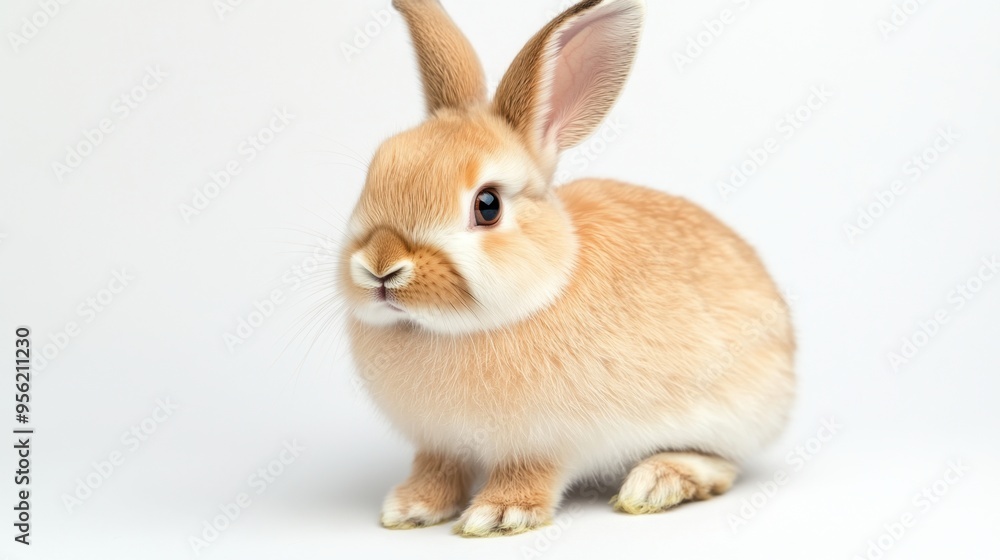 Graceful rabbit in a white studio shot bringing out its gentle appearance and fur details Graceful rabbit in a white studio shot bringing out its gentle appearance and fur details