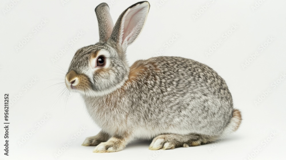 Graceful rabbit in a white studio shot bringing out its gentle appearance and fur details Graceful rabbit in a white studio shot bringing out its gentle appearance and fur details